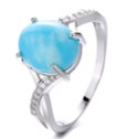 Sterling Silver Larimar and Crystal 4 Prong Ring