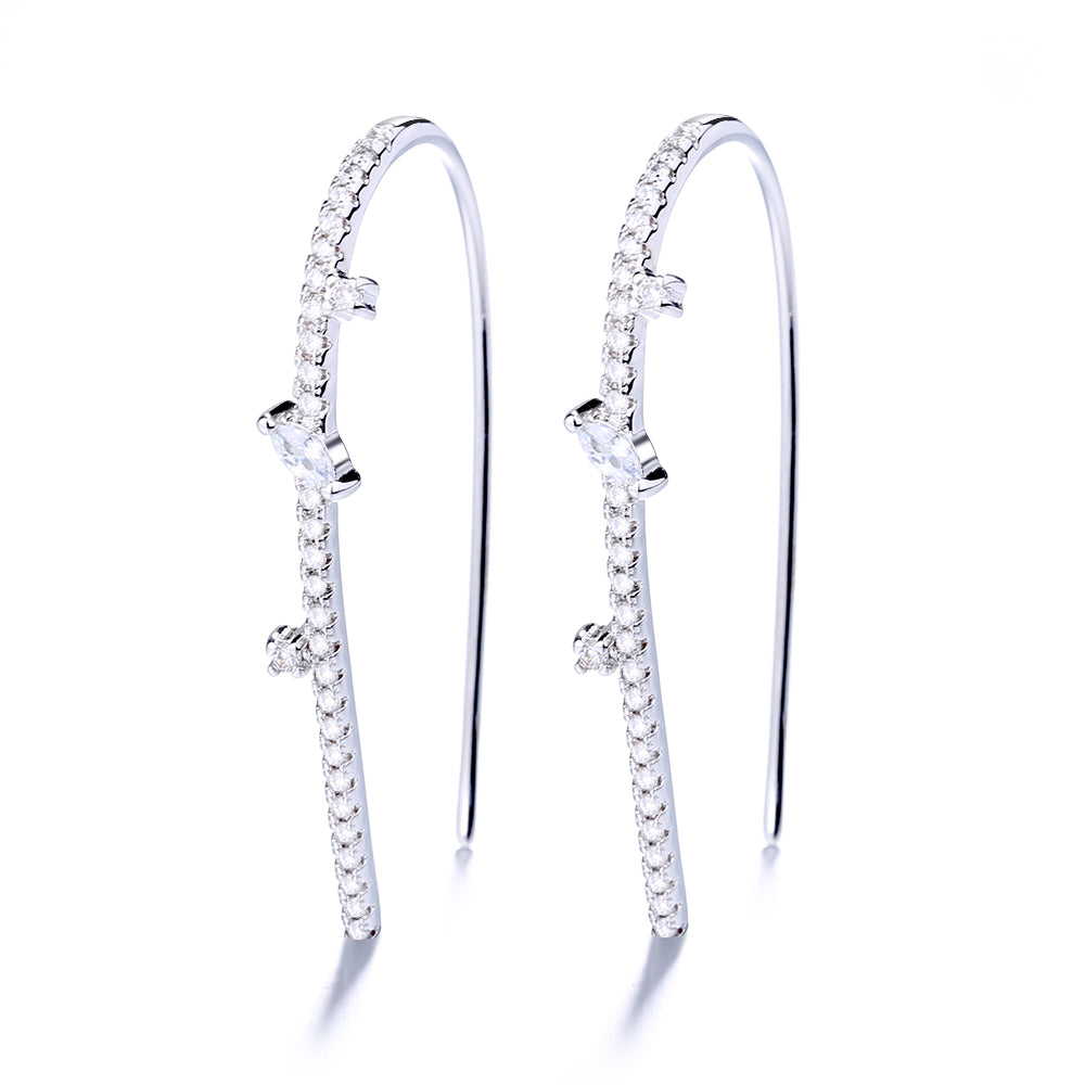 Crystal Pull Through Earring in 14K White Gold
