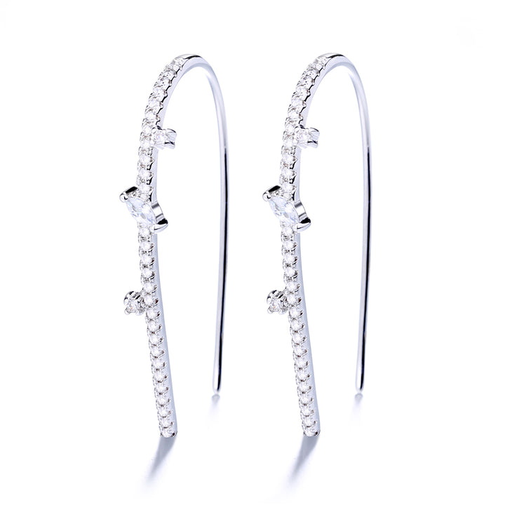 Crystal Pull Through Earring in 14K White Gold