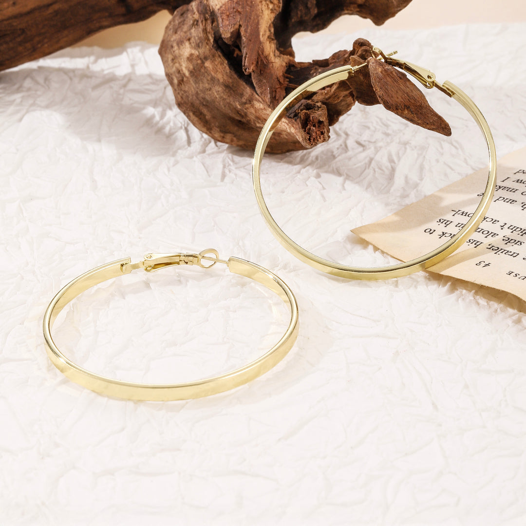 Amy and Annette 14K Gold Large Hoop Earring with Omega Closure - 14K Gold Plated