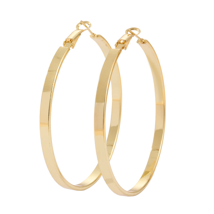 Amy and Annette 14K Gold Large Hoop Earring with Omega Closure - 14K Gold Plated