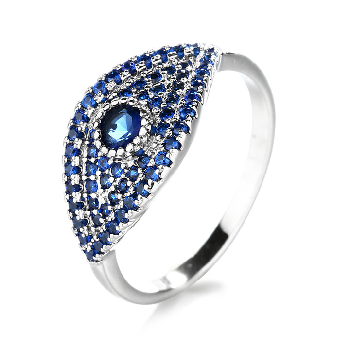Sapphire & Sterling Silver Evil Eye Ring