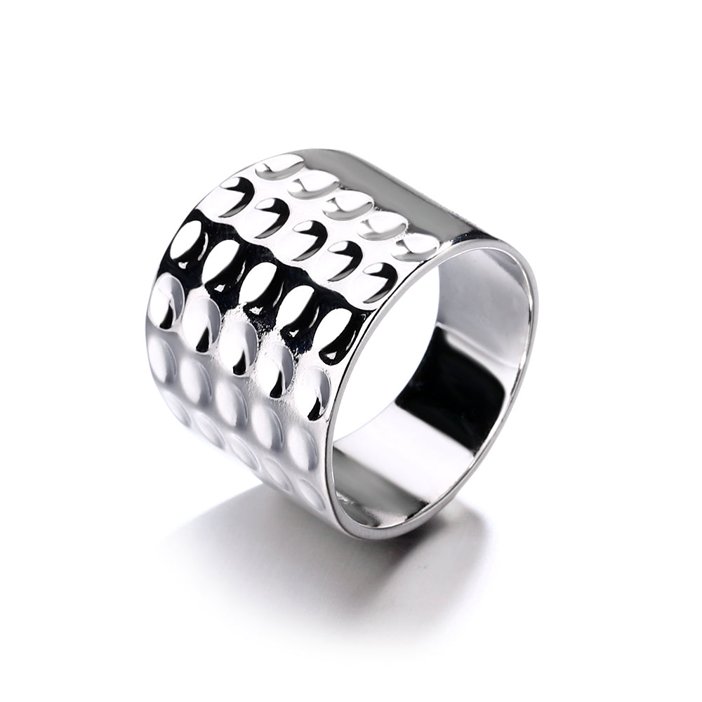 Sterling Silver Hammered Dimple Statement Ring