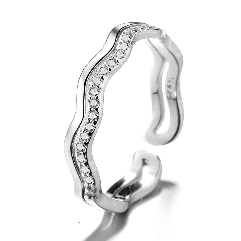 Stackable Sterling Silver Adjustable Ring with Swarovski Crystals