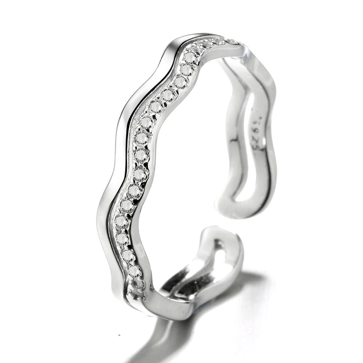 Stackable Sterling Silver Adjustable Ring with Swarovski Crystals