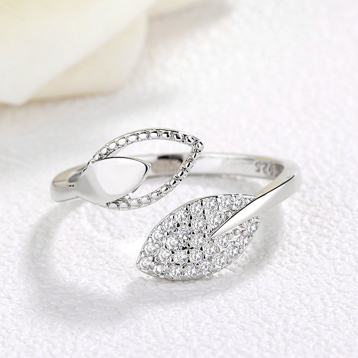 Sterling Silver Bypass Adjustable Leaf Ring