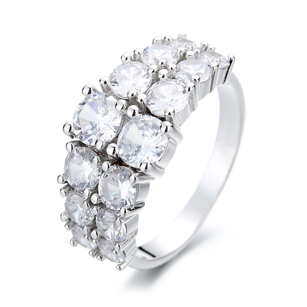 Sterling Silver Two Row Graduated Ring