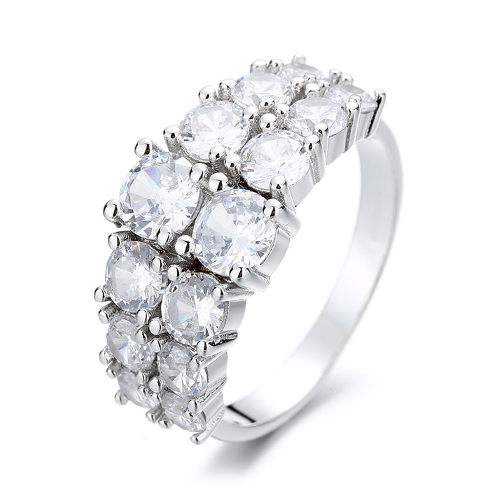 Sterling Silver Two Row Graduated Ring