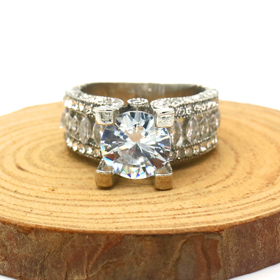 Silver-Tone 5.00 CTTW Engangement Ring with crystals from Swarovski