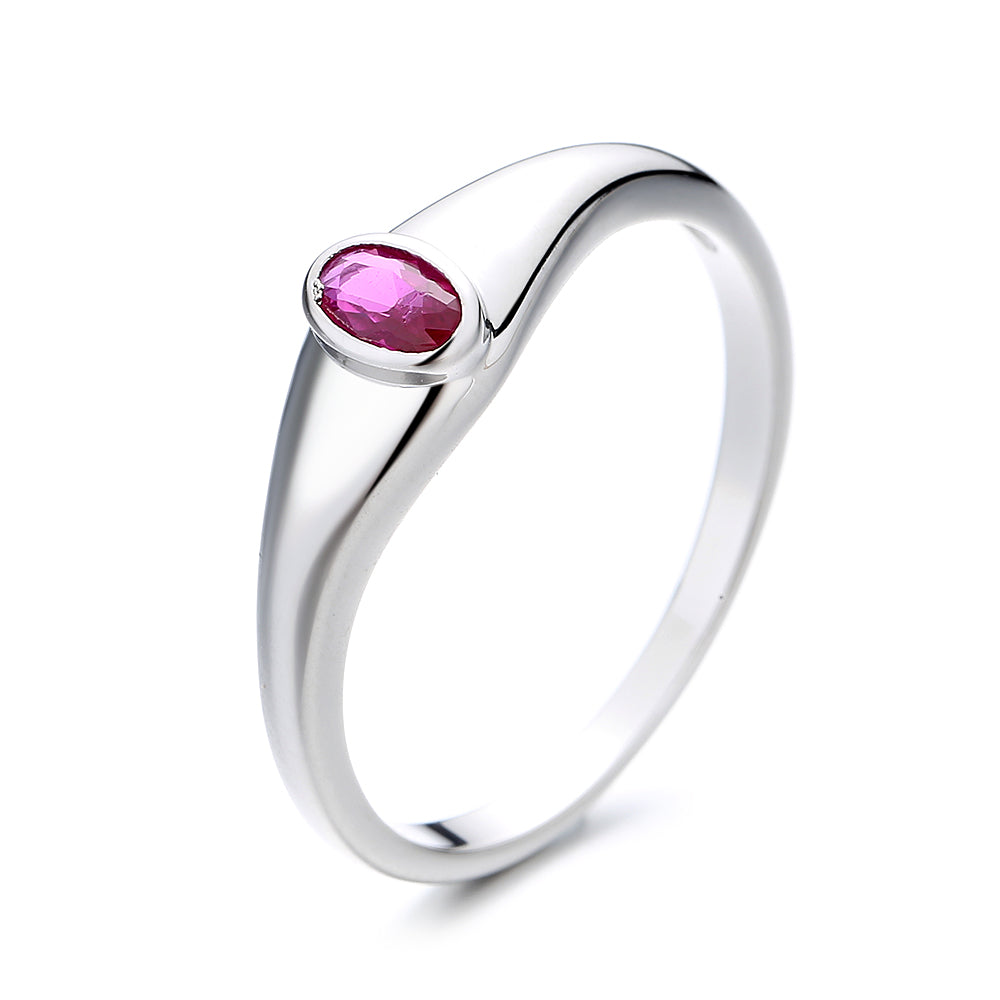Sterling Silver Garnet Signet Ring