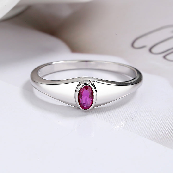 Sterling Silver Garnet Signet Ring