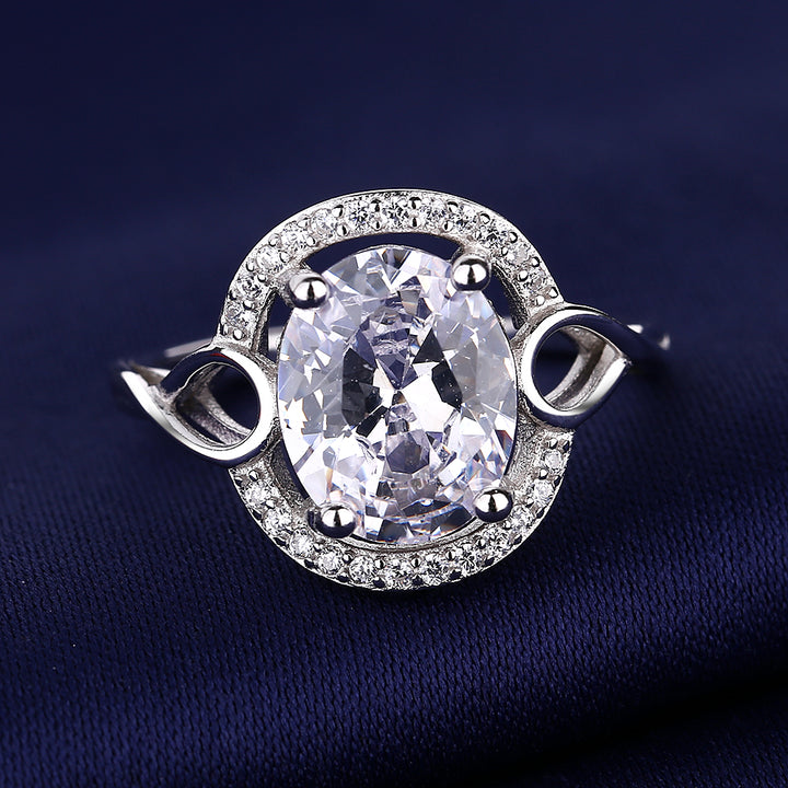 14K White and White Sapphire Halo engagement ring