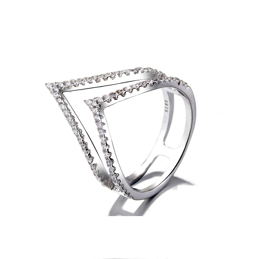 Sterling Silver Split Shank Crystal Ring