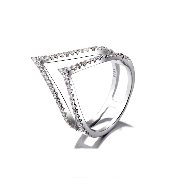 Sterling Silver Split Shank Crystal Ring