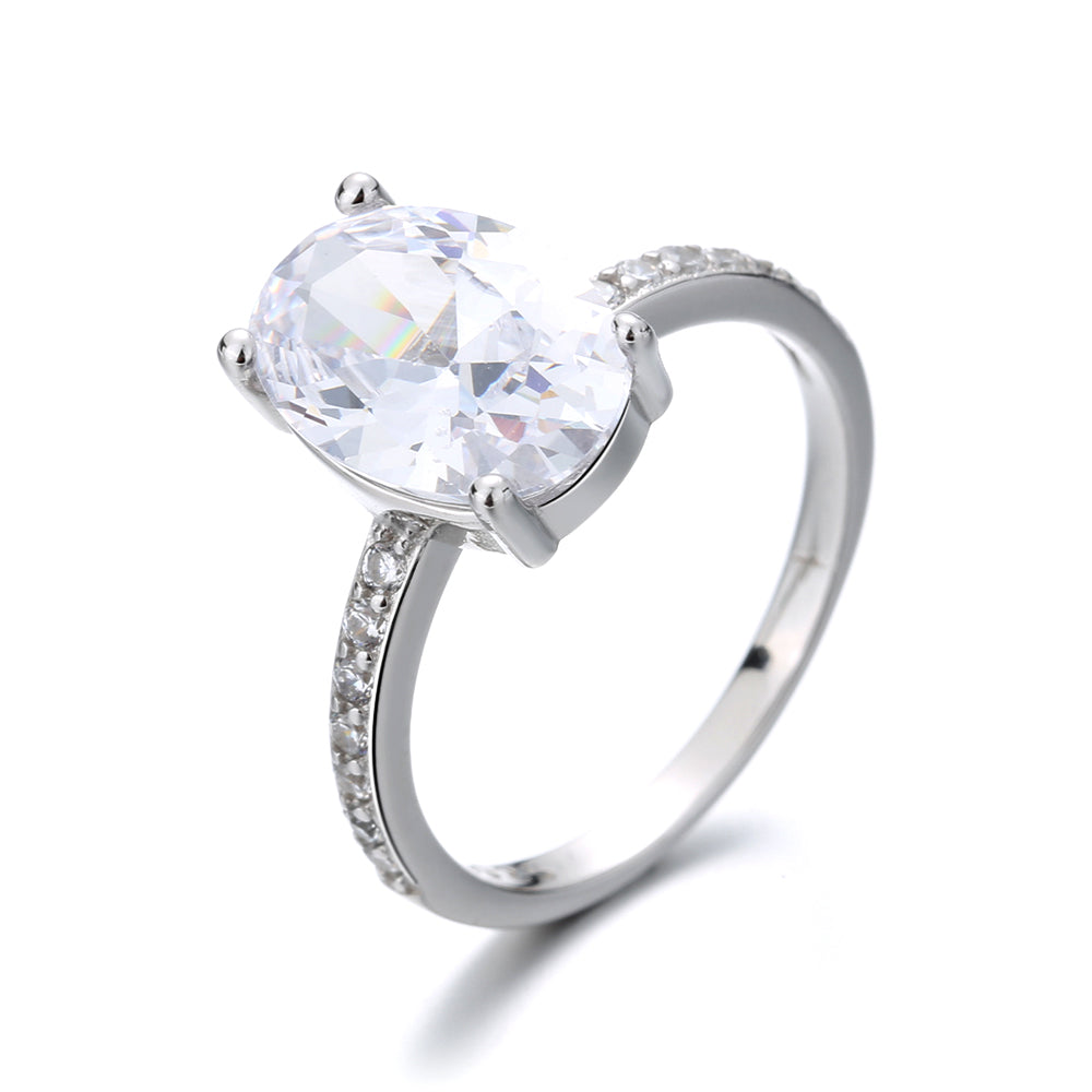 Amy and Annette Sapphire and Sterling Silver Oval Solitaire Ring