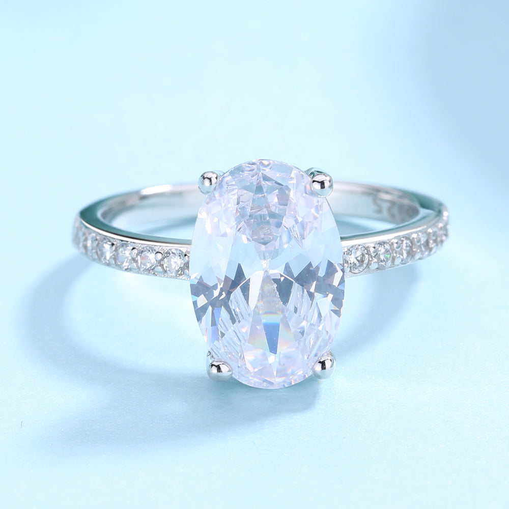 Amy and Annette Sapphire and Sterling Silver Oval Solitaire Ring