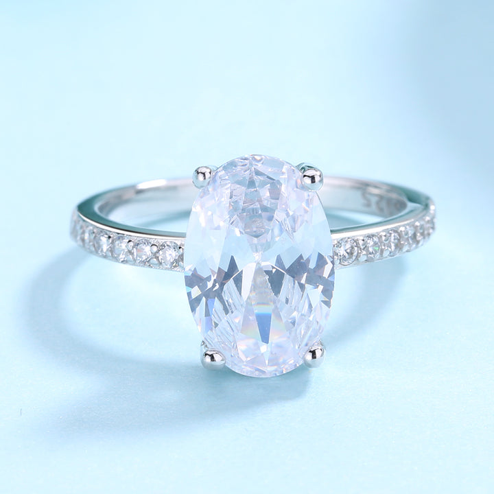 Amy and Annette Sapphire and Sterling Silver Oval Solitaire Ring