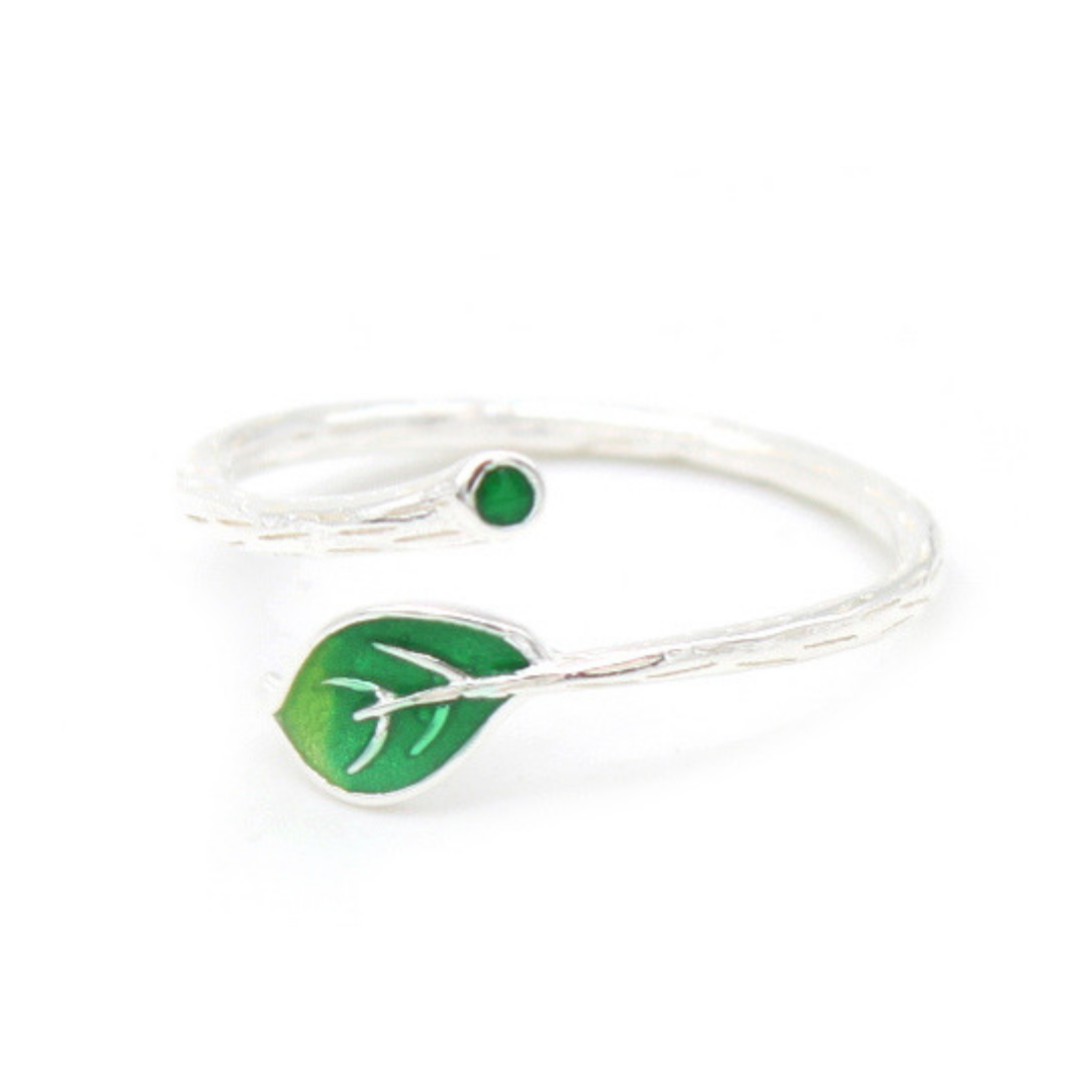 Sterling Silver Adjustable Branch and Leaf Ring