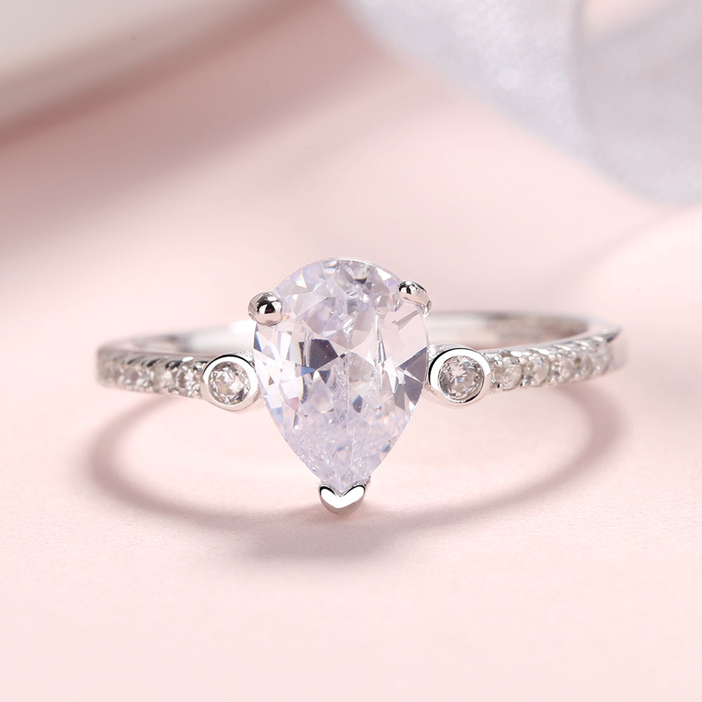 Sterling Silver Pear-Cut Ring With Crystals from Swarovski