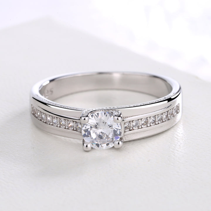 Sterling Silver Round-Cut Ring with crystals from Swarovski