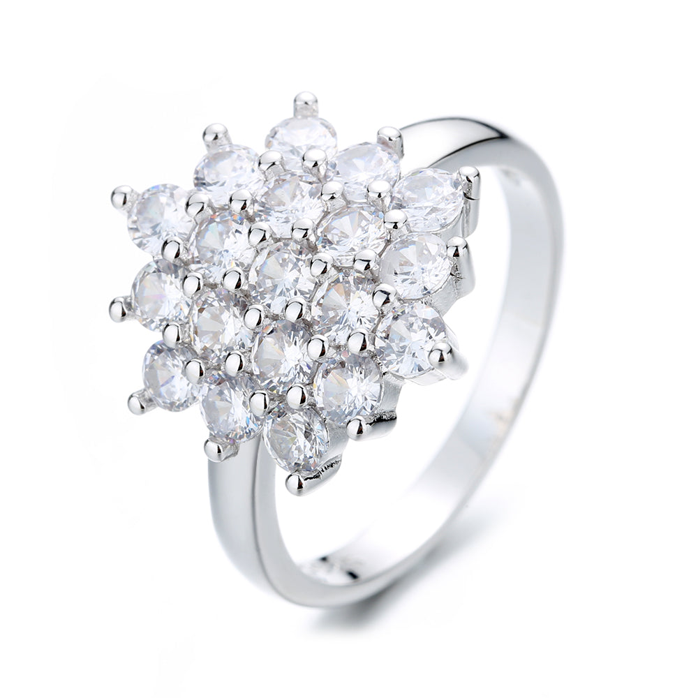 Sterling Silver Flower Ring with crystals from Swarovski