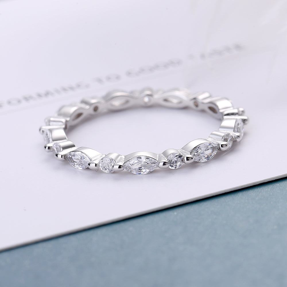 Sterling Silver Stackable Miliigrain rings with Swarovski