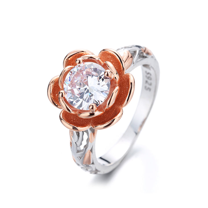 Amy and Annette 14K Gold over Sterling Silver Floral Ring with crystals from Swarovski