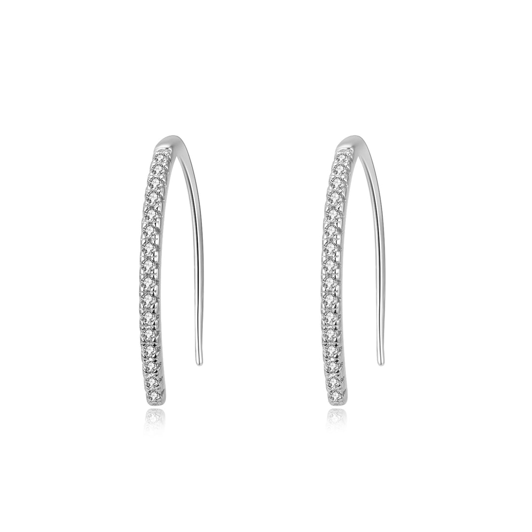Solid Sterling Silver & Genuine Crystal Pull-through threader Earring