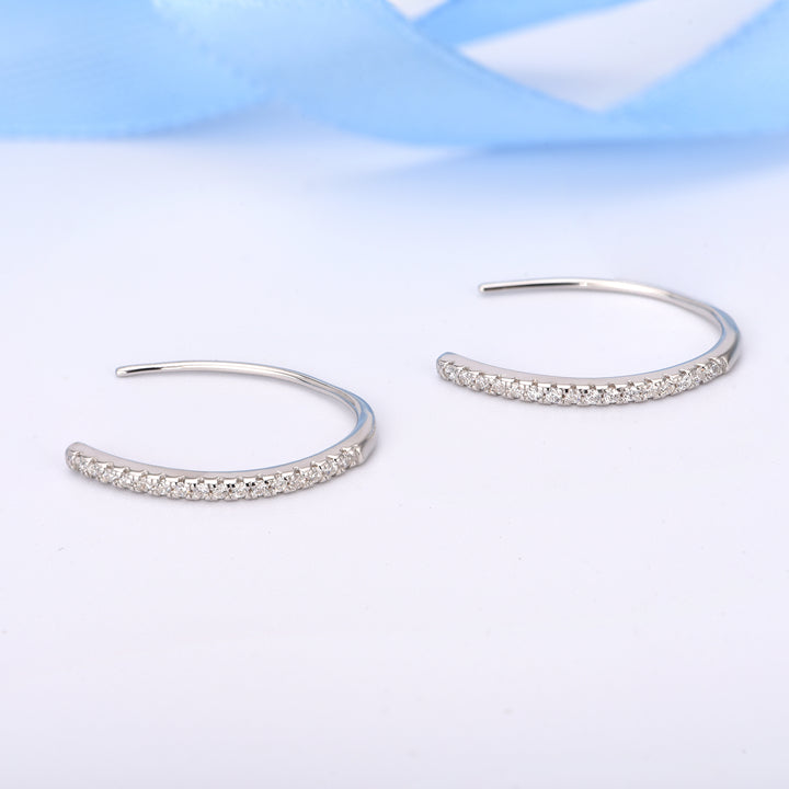 Solid Sterling Silver & Genuine Crystal Pull-through threader Earring