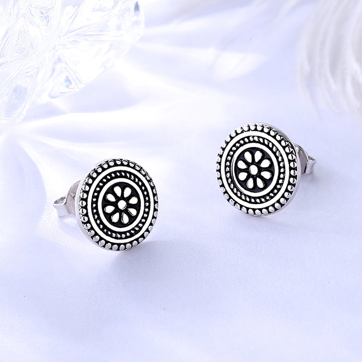 Artisan Bali Filigree Oxidized Artisan Floral Stud Earrings