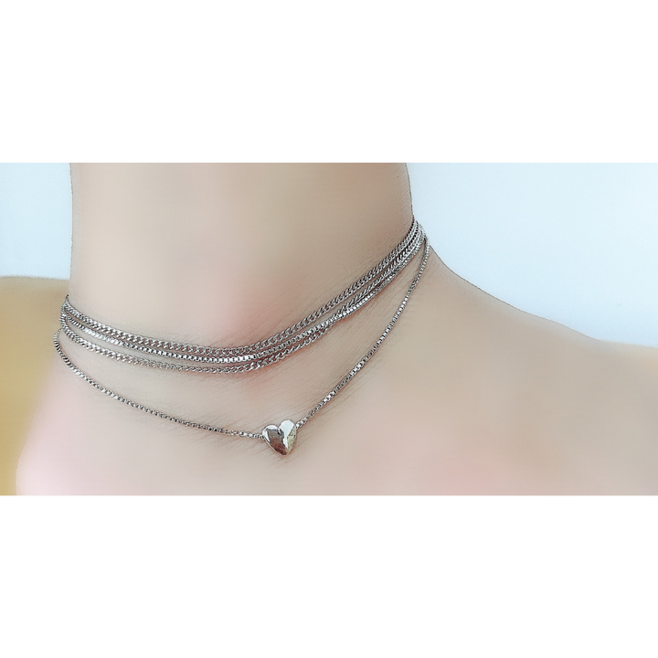 Sterling Silver Four Row Heart Anklet