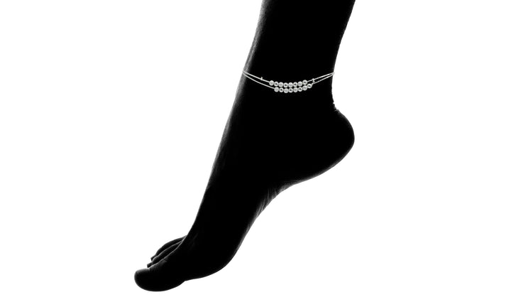 Ball Bead Anklet in 14k White Gold
