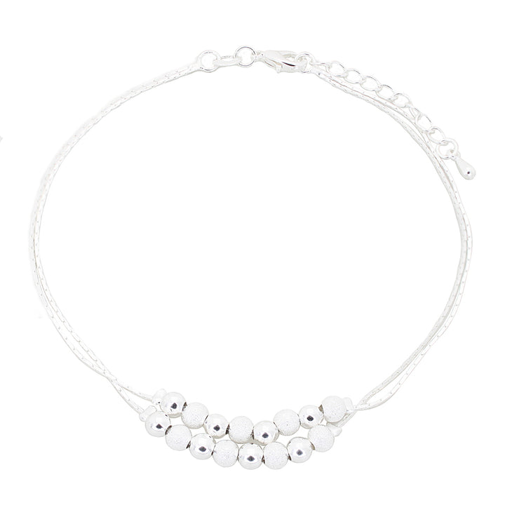 Ball Bead Anklet in 14k White Gold