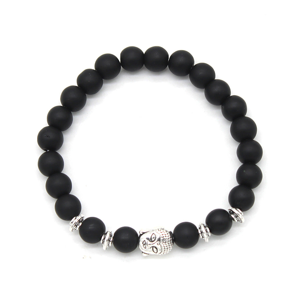 Obsidian Ball Bead Buddha Bracelet