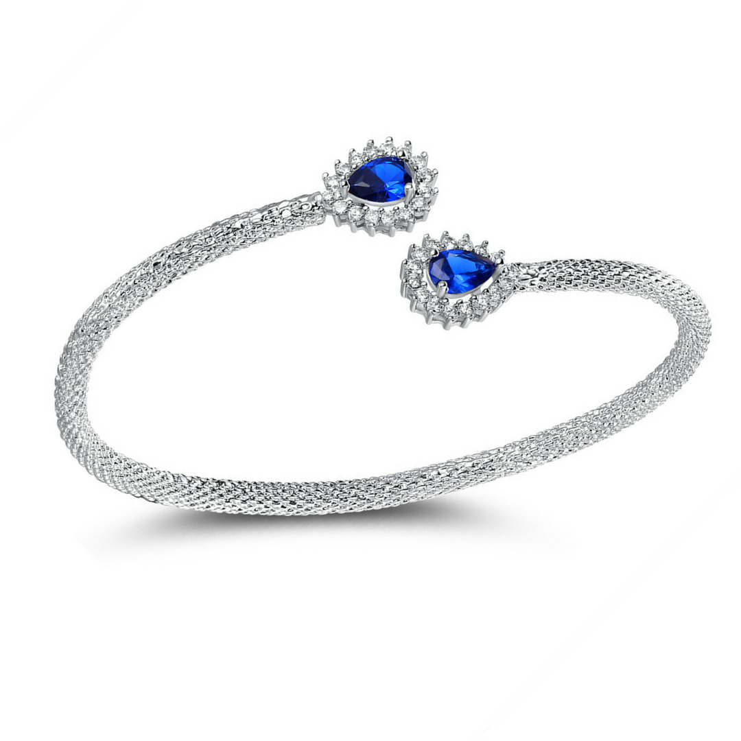 Sapphire & White Sapphire encrusted bangle bracelet