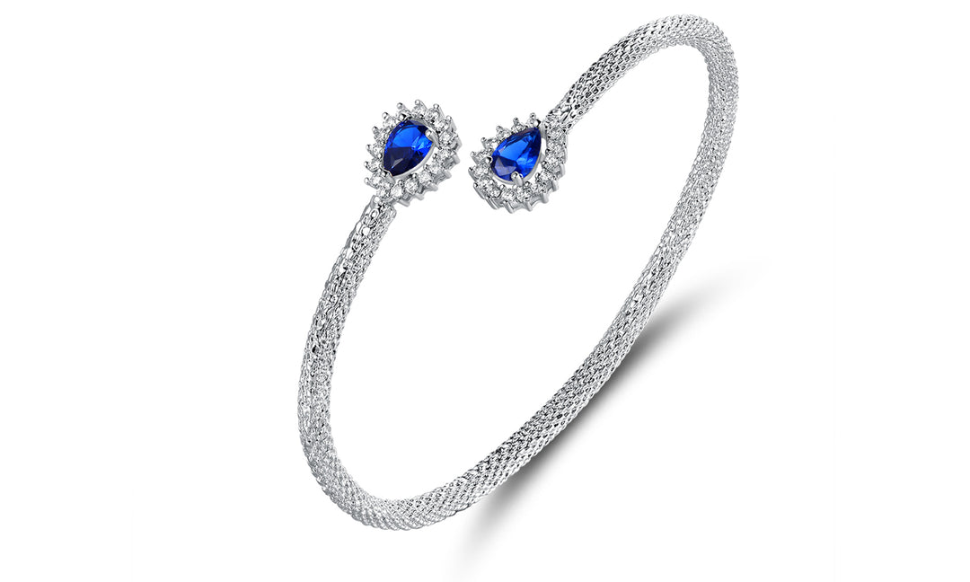 Sapphire & White Sapphire encrusted bangle bracelet