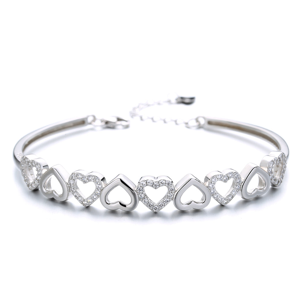 Sllaiss Swarovski Crystals Bangle Bracelets for Women Silver Tone Jewelry  for Women Girlfriend Wife Daughter Sister Friend on Valentine's Day  Birthday Anniversa…