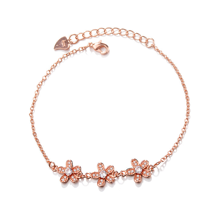 14K Gold Crystal Flower Power Adjustable Bracelet