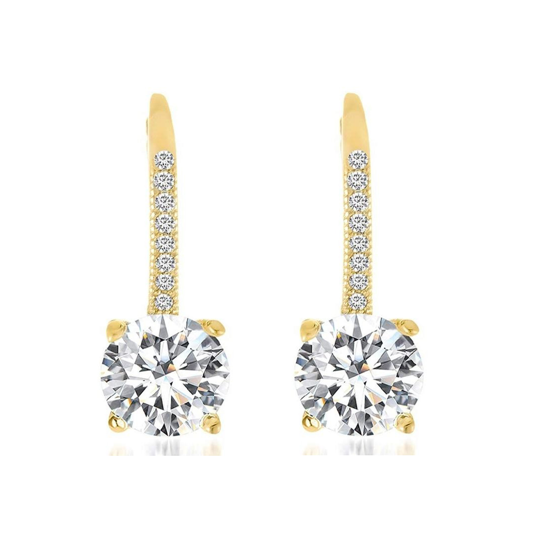 Studded Crystal Leverback Earring in 14K Gold – Amy and Annette