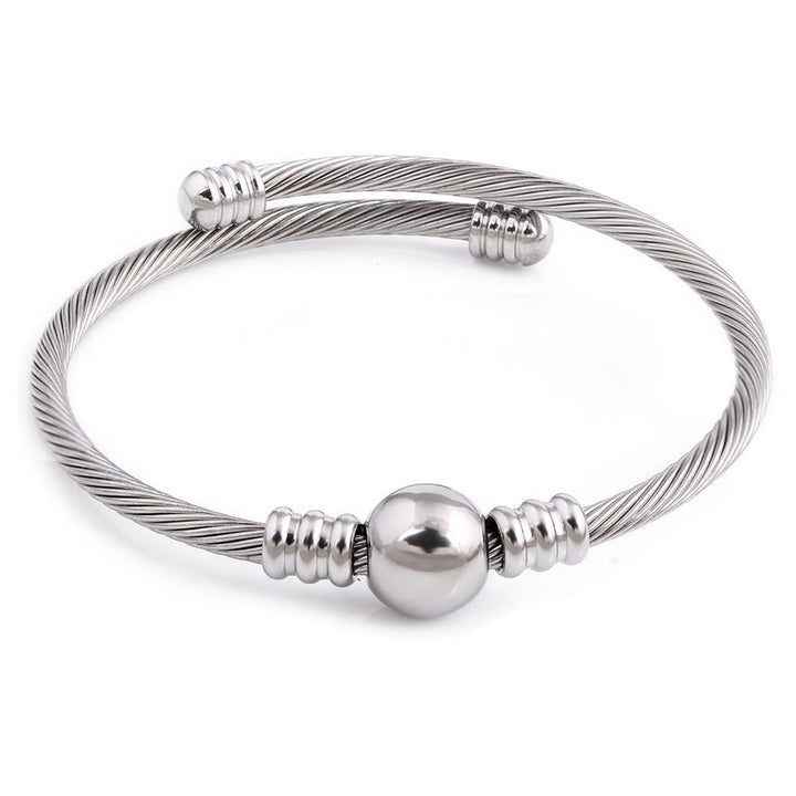 Stainless Steel Twist Ball Bracelet