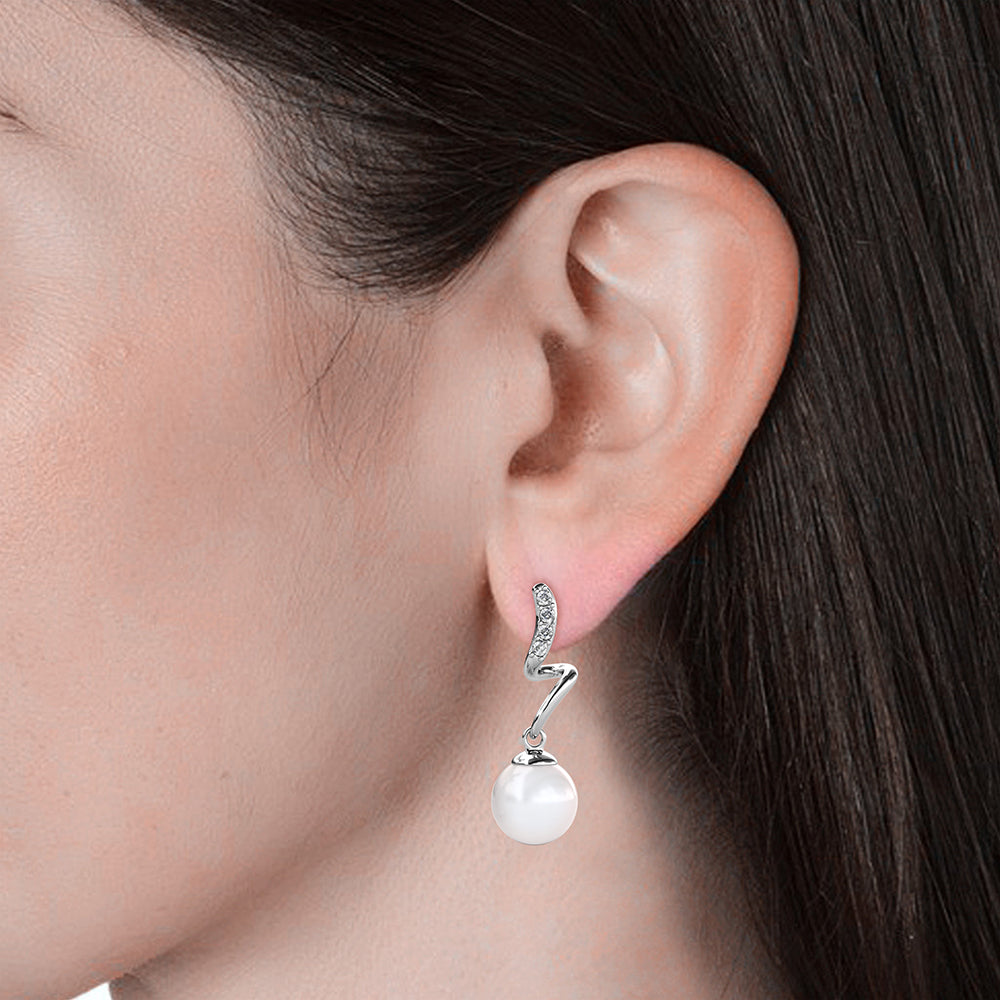 Swarovski Pearl and Swarovski Crystal ZigZag Earrings