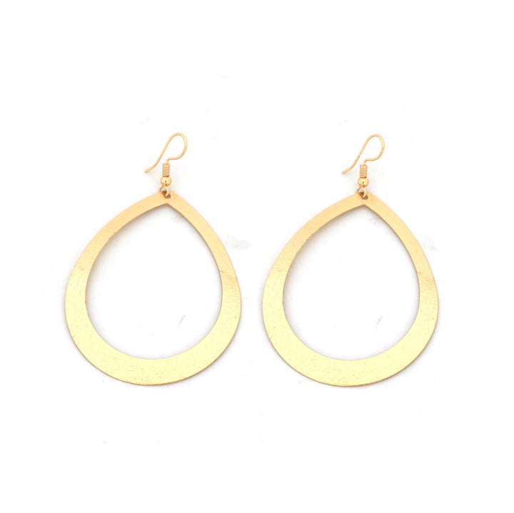 White gold Cut-out Teardrop Hoop Drop Earring