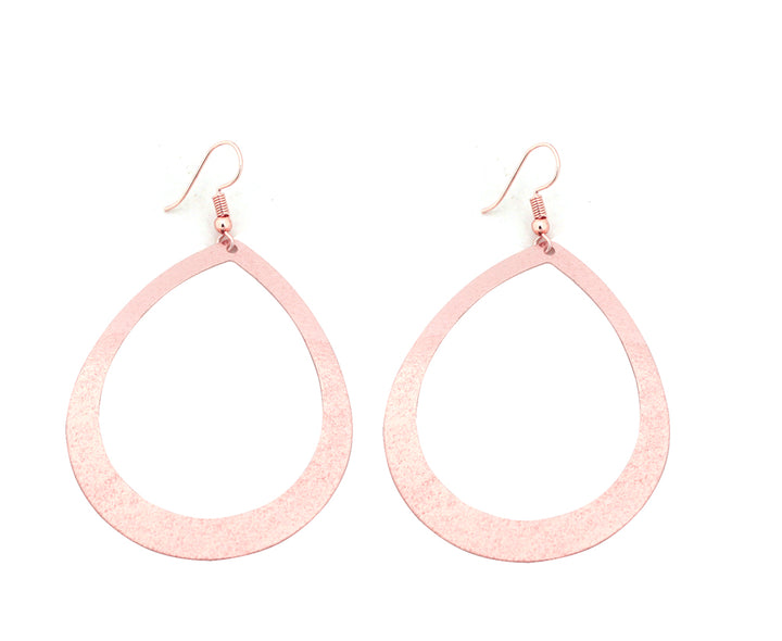 White gold Cut-out Teardrop Hoop Drop Earring