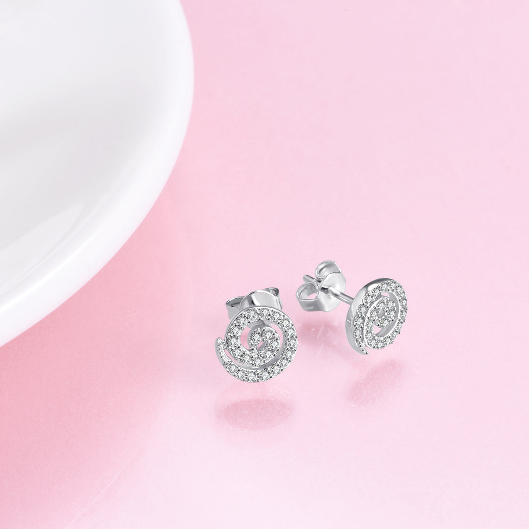 Swarovski Crystal Spiral Swirl Stud Earrings
