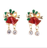 14K Gold Crystal Christmas Bell earrings