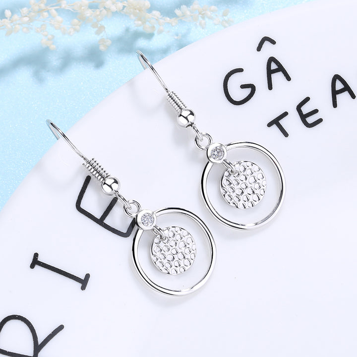 Sterling Silver White Topaz and Hammered Floating Drop Earring