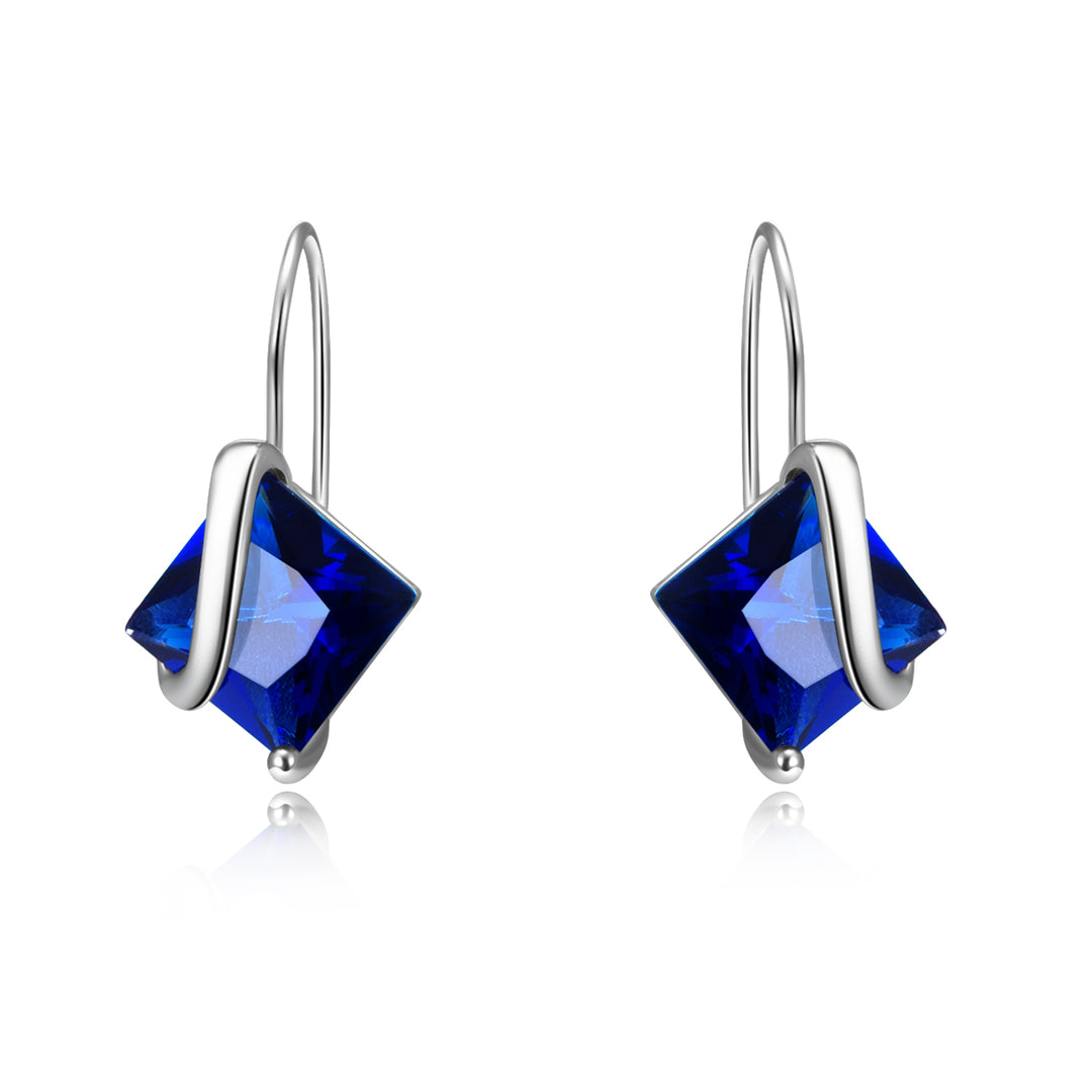 Sterling Silver Sapphire Diamond Earring