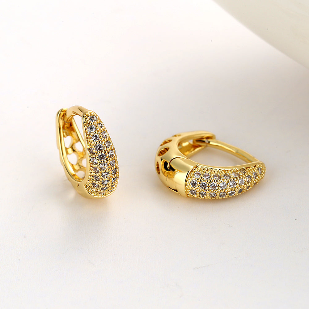 Sterling Silver Heart Filigree Huggie with Swarovski Crystals