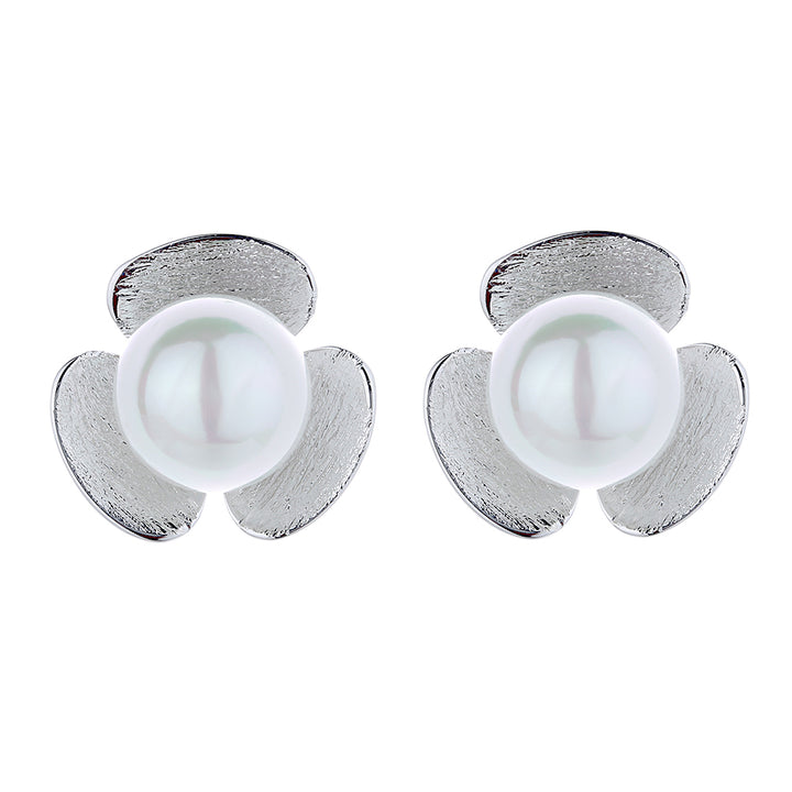 Sterling Silver Clover and Cultured Pearl Earring