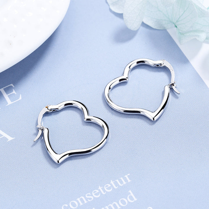 Amy and Annette 18K White Gold Heart Hoop Earrings